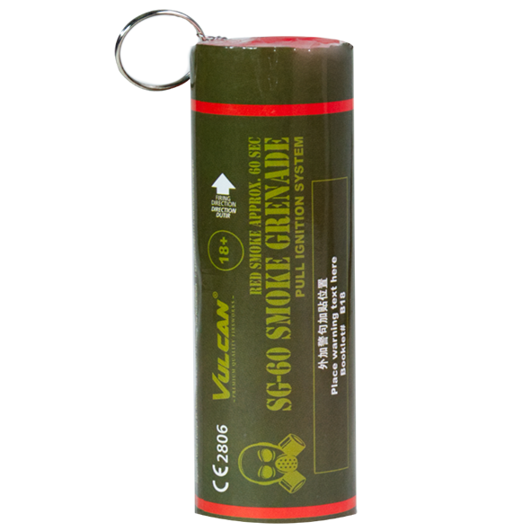 80036 SG 60 Red Smoke Grenade Vulcan Wire Pull Single Ring