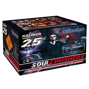 1063 Soul Crushers Assortment 8 Compacts Assortiment 8 Cakes 8 Vuurwerkbatterijen Soul Crushers Verpakking Vulcan 16 Shots Cakes Vulcan Europe T&T Fireworks