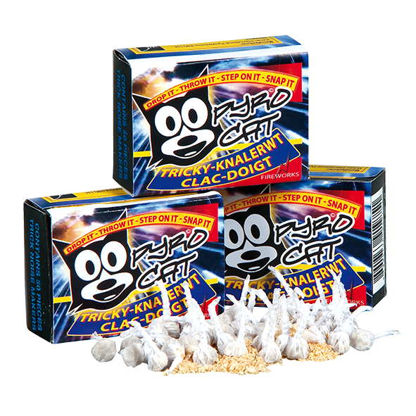 PC007 Tricky Tricky Vuurwerk Gooibommetjes Werpbommetjes Kindervuurwerk Junior Vuurwerk Grondvuurwerk F1 Vulcan Europe T&T Fireworks