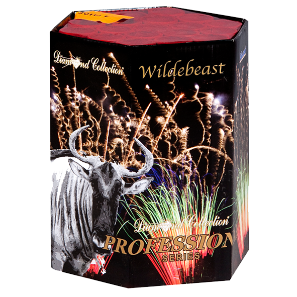 DC211 Wildbeast Wildebeast Wildbeast Vulcan Diamond Collection Diamond Collectie Vulcan Europe Vulcan Fireworks Professional Fireworks Cake Compact T&T Fireworks
