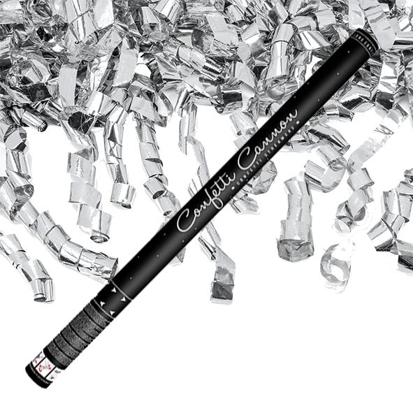 6237 Confetti + Effect Streamers Silver Silver Handshooter Confetti Zilveren Streamers Confettikanon Handconfetti Silver Streamers Confetti Handheld Manual Confetti Shooter T&T Fireworks