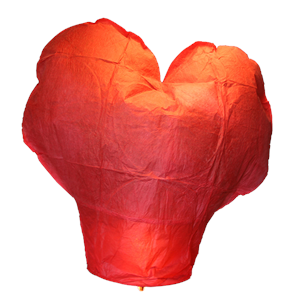 6345 Sky Lantern Red Heart Wensballon Hartje Hartjesballon Ballon Hart Rood Hart Wensballon Hartvormig Wensballonnen Non Fireworks T&T Fireworks