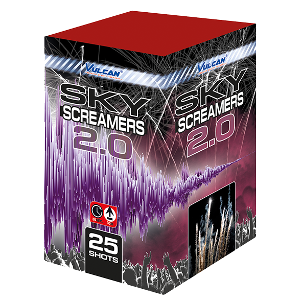 1651 Sky Screamers Sky Screamer Sky Screamer 2.0 Sky Screamers 2.0 Vulcan Vulcan Europe Vulcan Fireworks Cake Compact Batterij Luchthuilers Skyscreamer T&T Fireworks