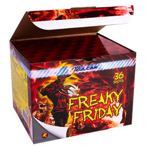 1629 Freaky Friday Freaky Friday Vulcan 36 Shots Vulcan Europe Vulcan Fireworks Pyromould Pyromould Cake Compaact Vuurwerkbatterij T&T Fireworks