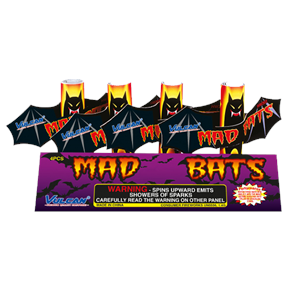 1128 Mad Bats Tollende Vleermuizen Mad Bats Vulcan Europe Vliegende Vleermuizen Junior Vuurwerk Vuurwerk Jongeren Spinners T&T Fireworks