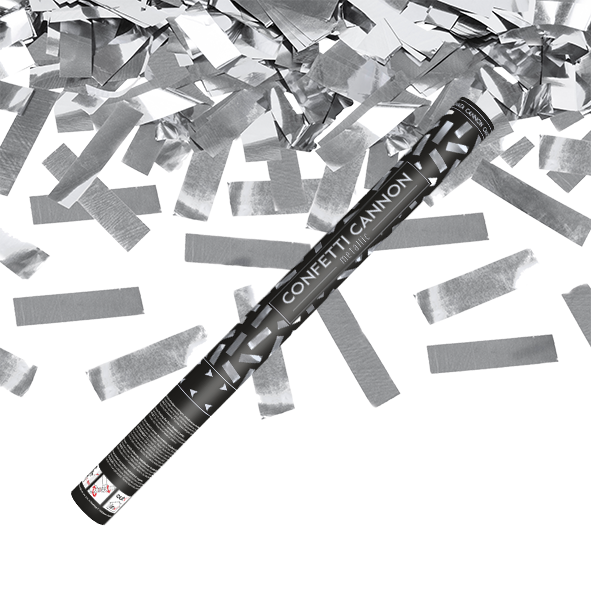 6240 Product + Effect Confetti Cannon 60Cm Silver Foil Zilver Confetti Confetti Handshooter Zilver T&T Fireworks