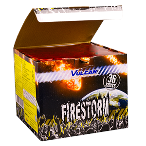 1623 Firestorm Firestorm Vulcan Fire Storm Vuurwerkbatterij 36 Shots Vulcan Europe Vulcan Fireworks Cake Compact T&T Fireworks
